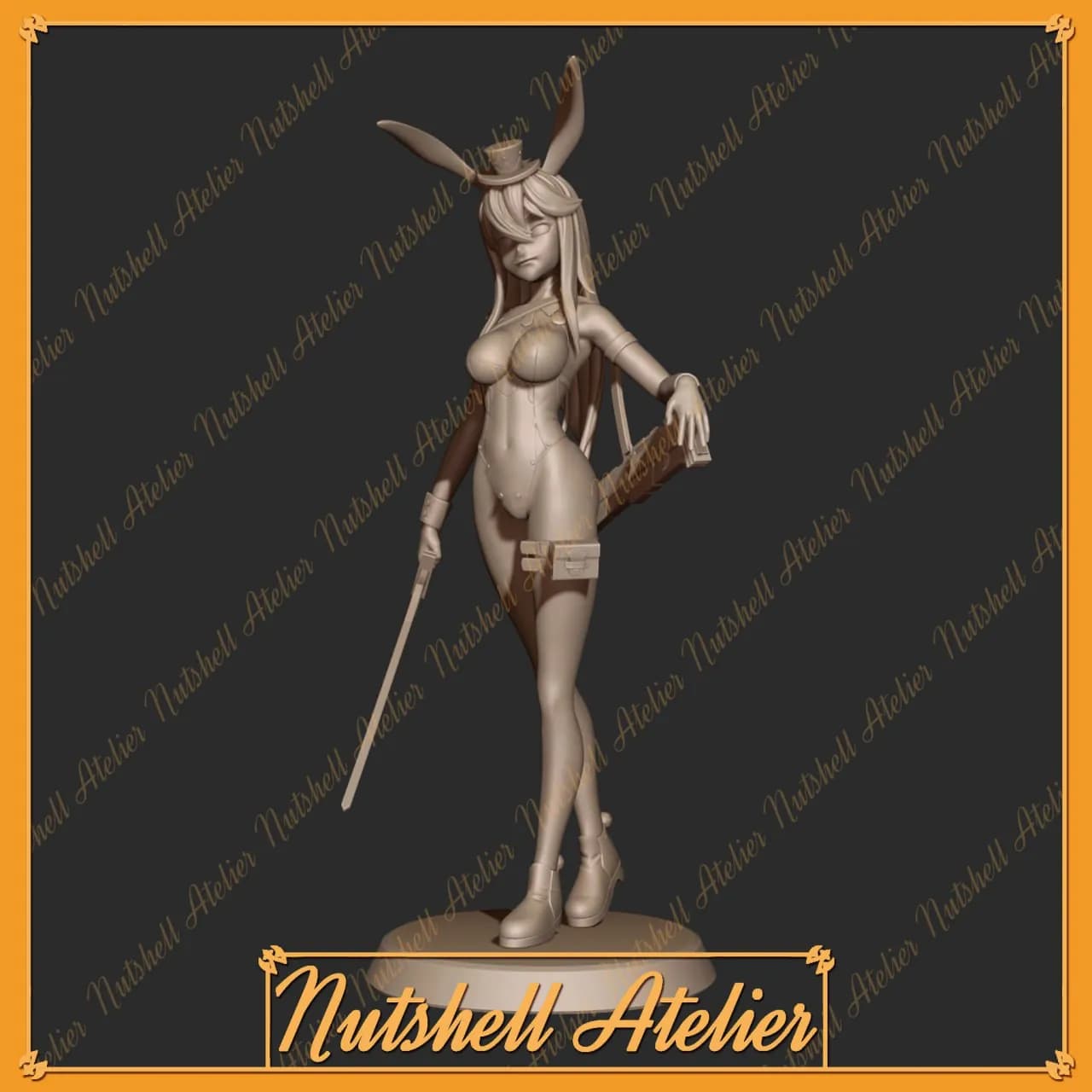 STL - Figura de chica conejo samurái