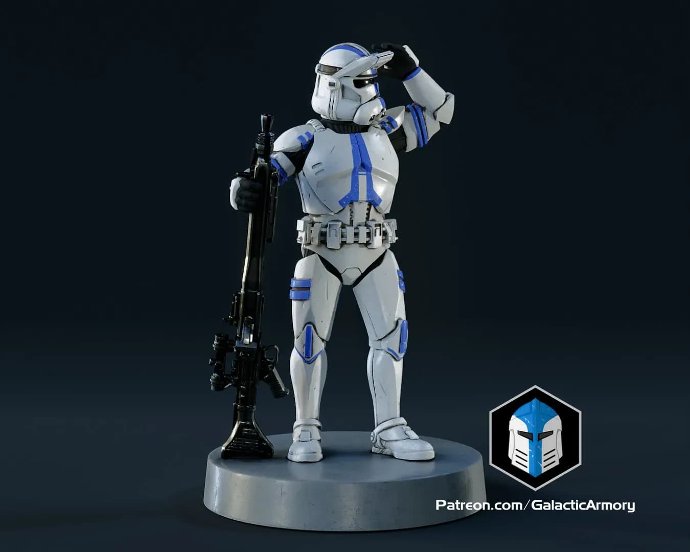 STL - Figura de Clone Trooper con rifle render 2