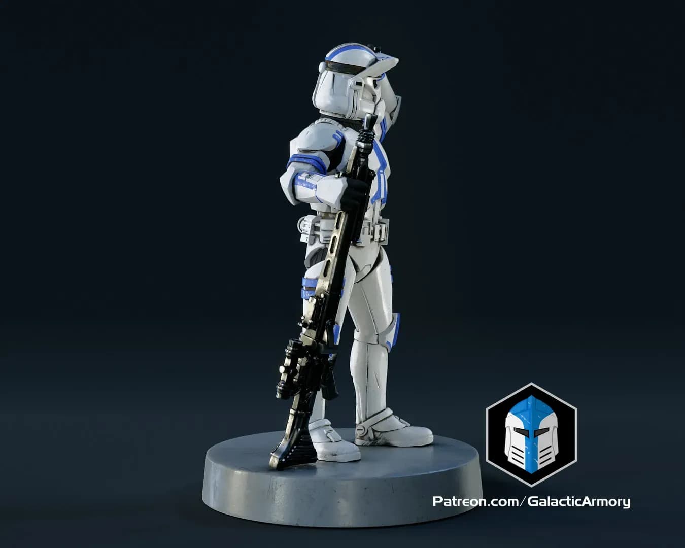 STL - Figura de Clone Trooper con rifle render 3