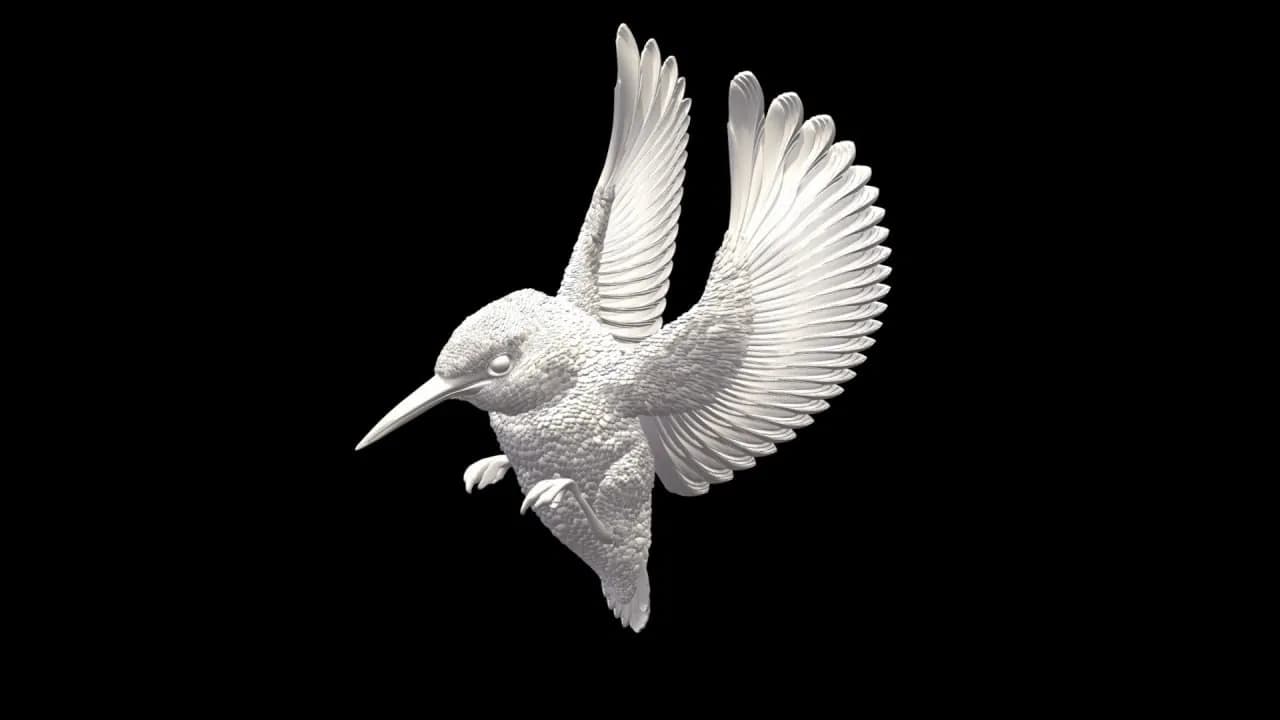 STL - Figura de colibrí en vuelo