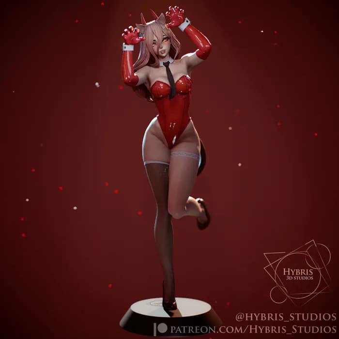 STL - Figura de conejita anime pin up render 4