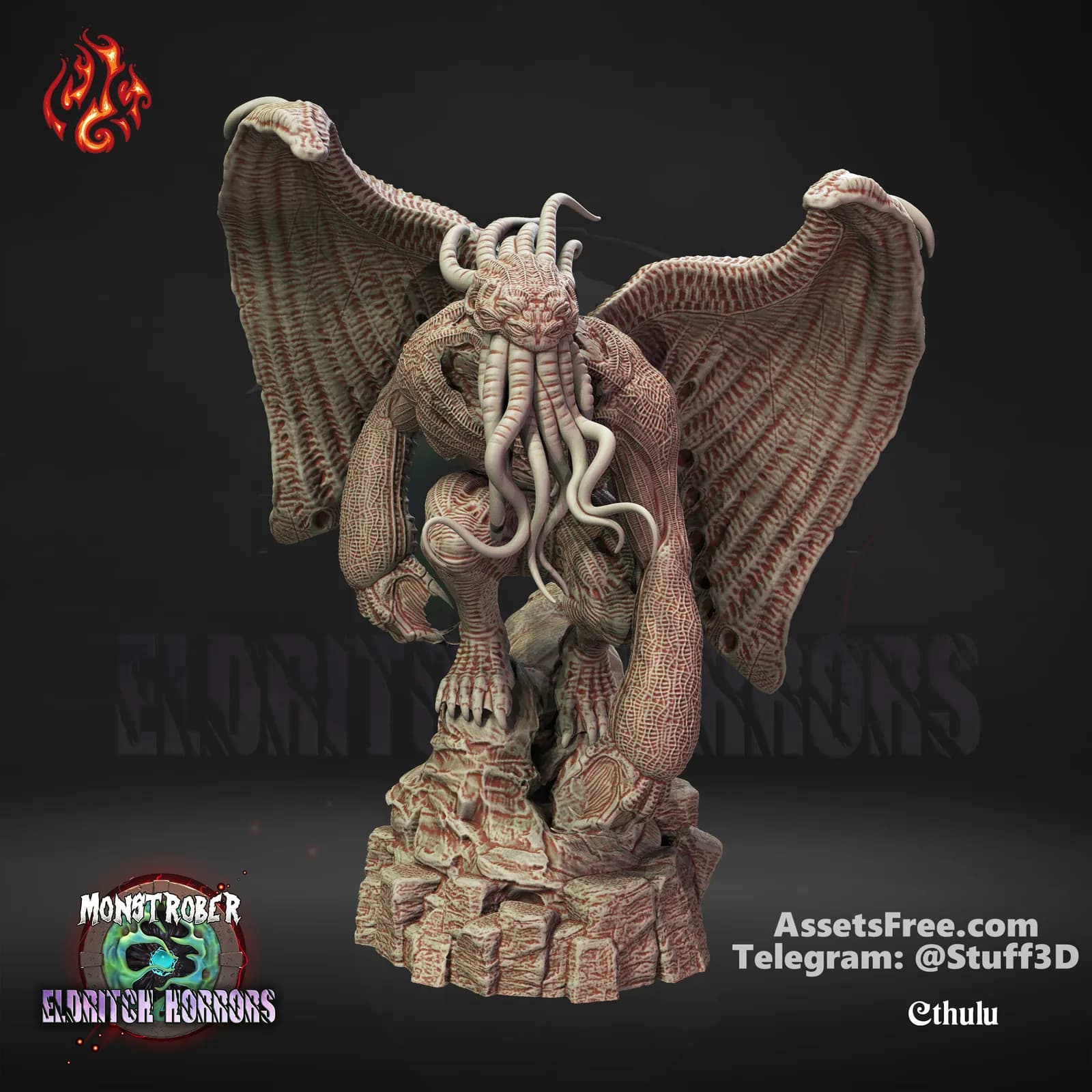 STL - Figura de Cthulhu alado render 2