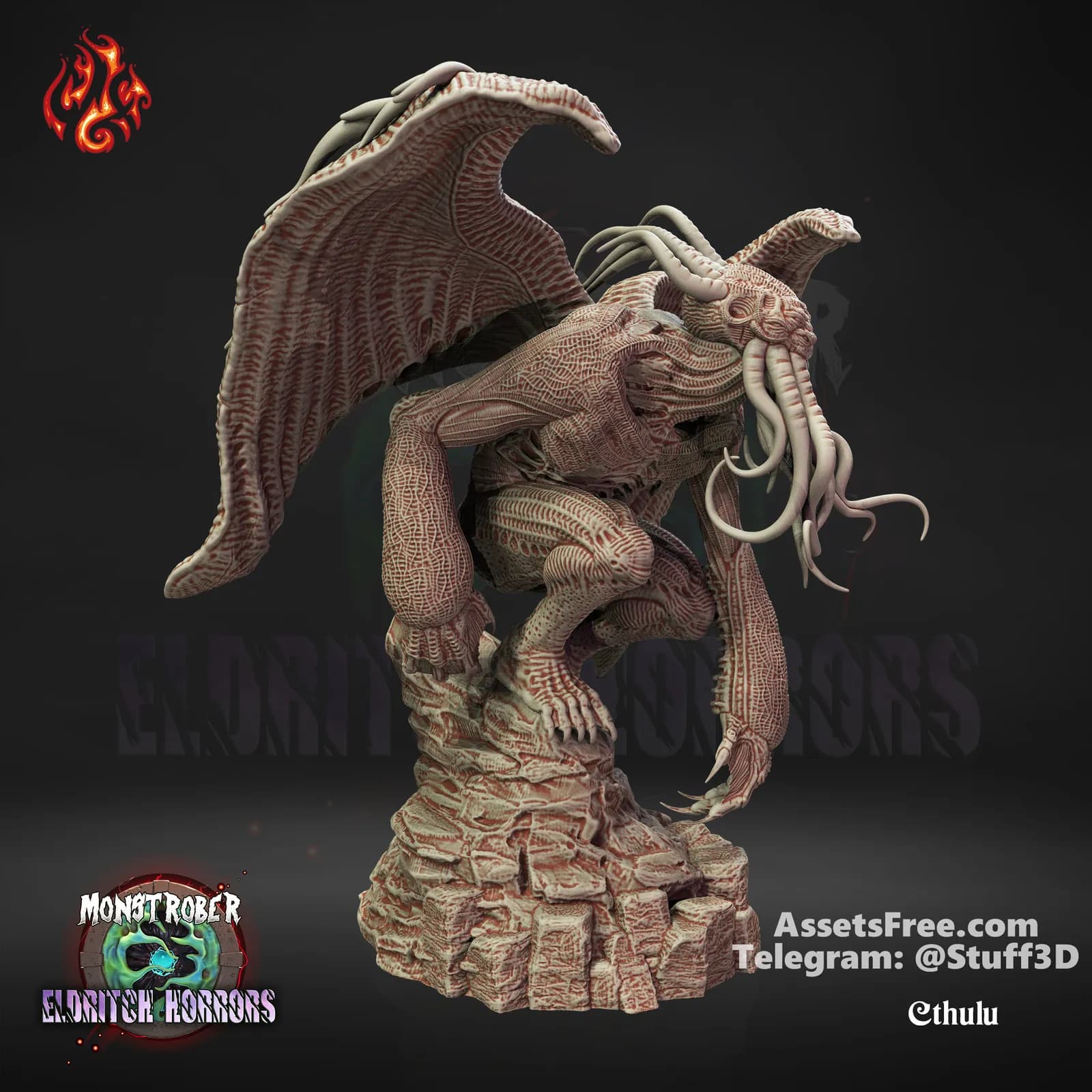 STL - Figura de Cthulhu alado render 3