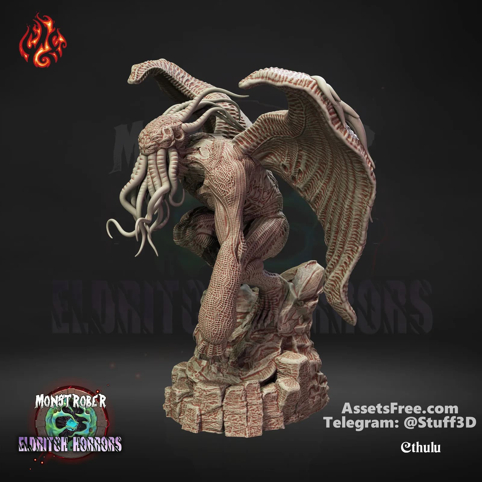 STL - Figura de Cthulhu alado render 4