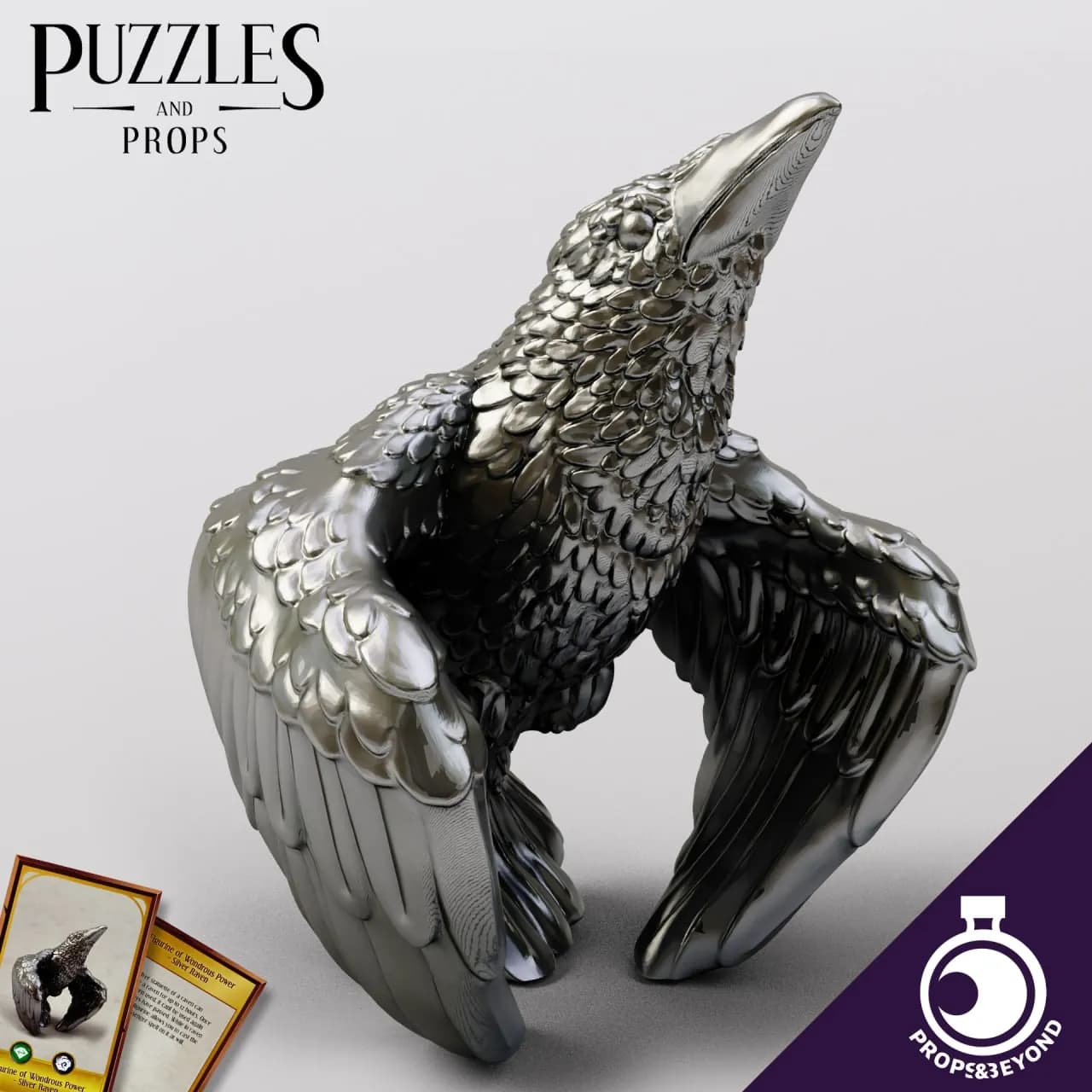 STL - Figura de cuervo plateado