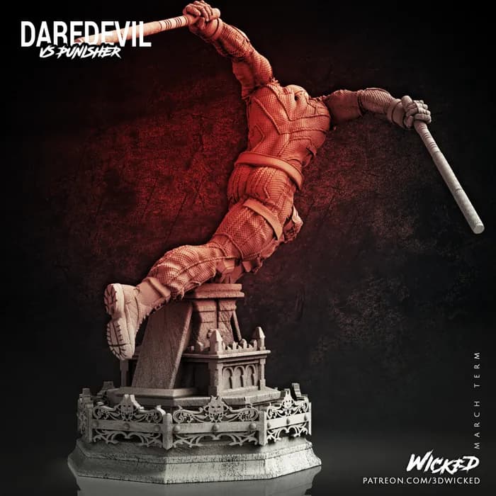 STL - Figura de Daredevil en acción render 2