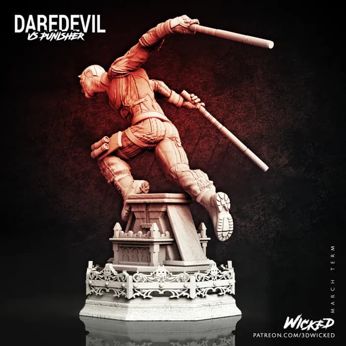 STL - Figura de Daredevil en acción render 3