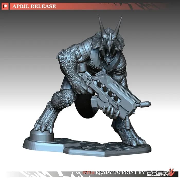 STL - Figura de dinosaurio con rifle