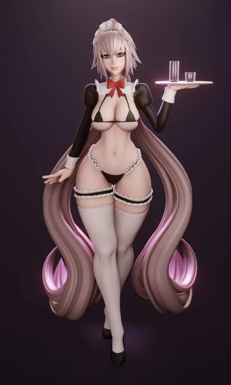 STL - Figura de Doncella con Bandeja