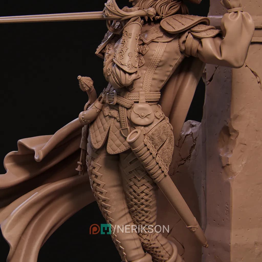 STL - Figura de duelistá femenina render 2