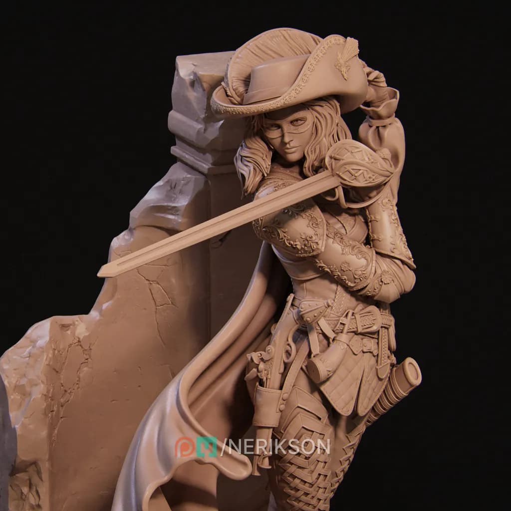 STL - Figura de duelistá femenina render 3
