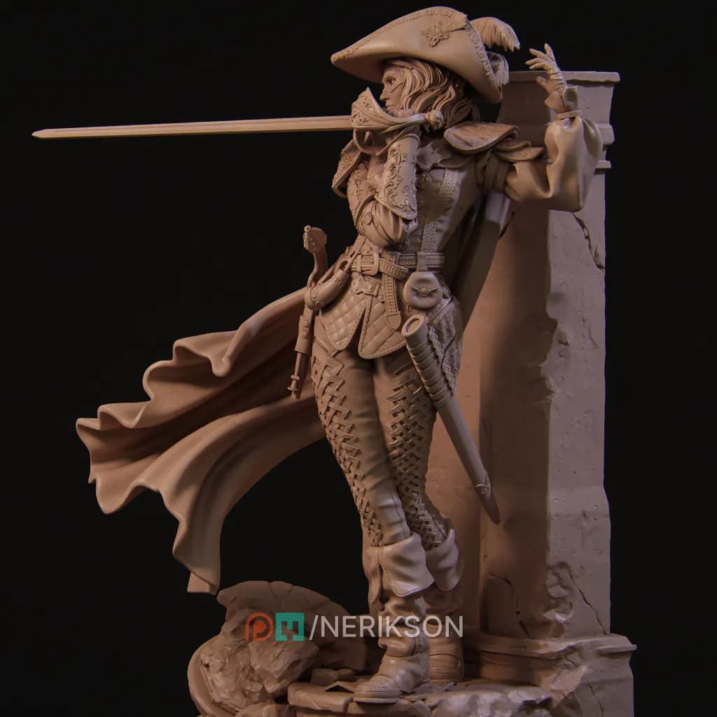 STL - Figura de duelistá femenina render 4