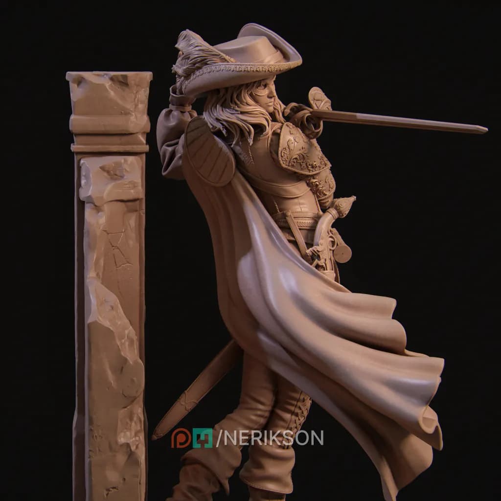 STL - Figura de duelistá femenina render 5