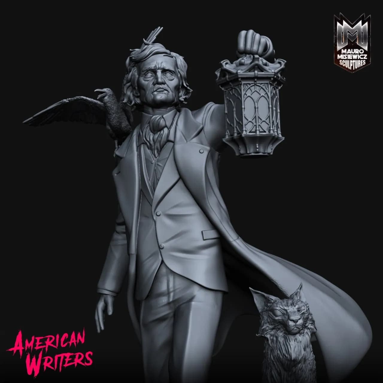 STL - Figura de Edgar Allan Poe render 3