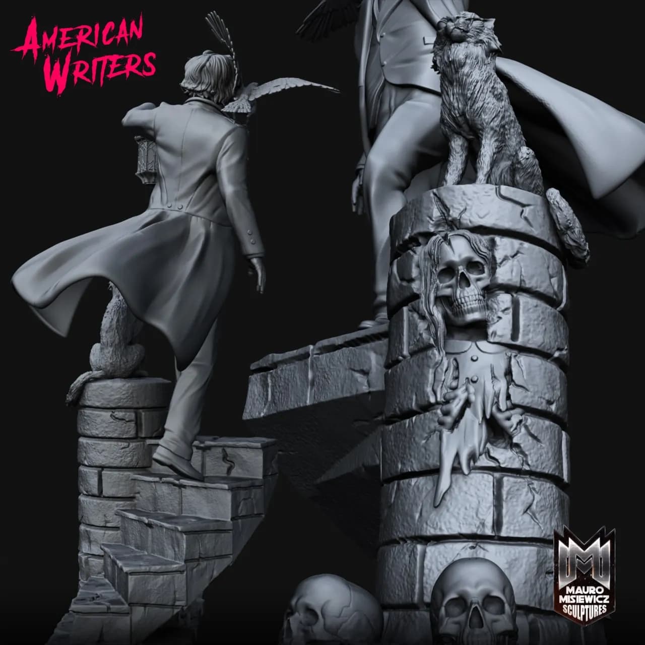 STL - Figura de Edgar Allan Poe render 4