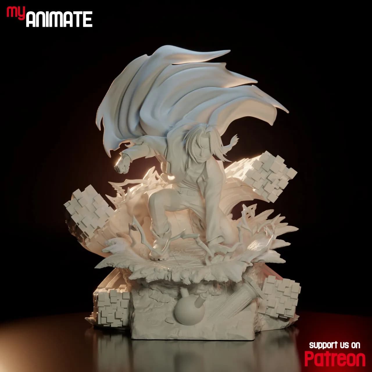 STL - Figura de Edward Elric con capa render 2