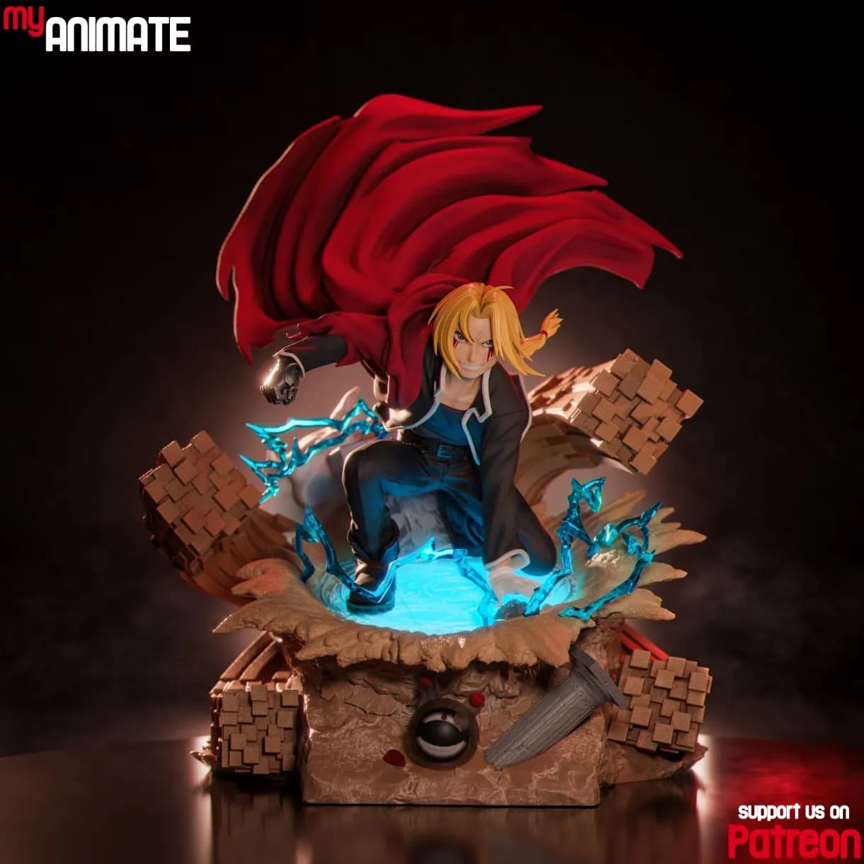 STL - Figura de Edward Elric con capa render 3