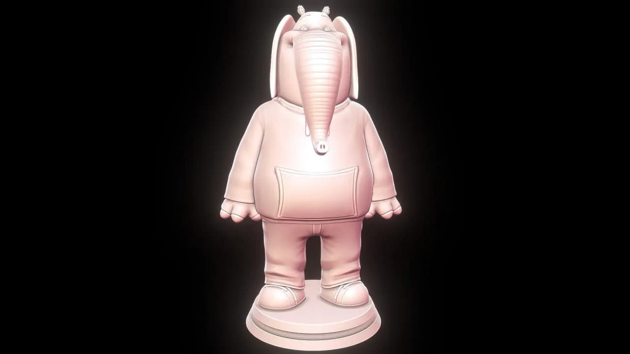 STL - Figura de elefante con sudadera