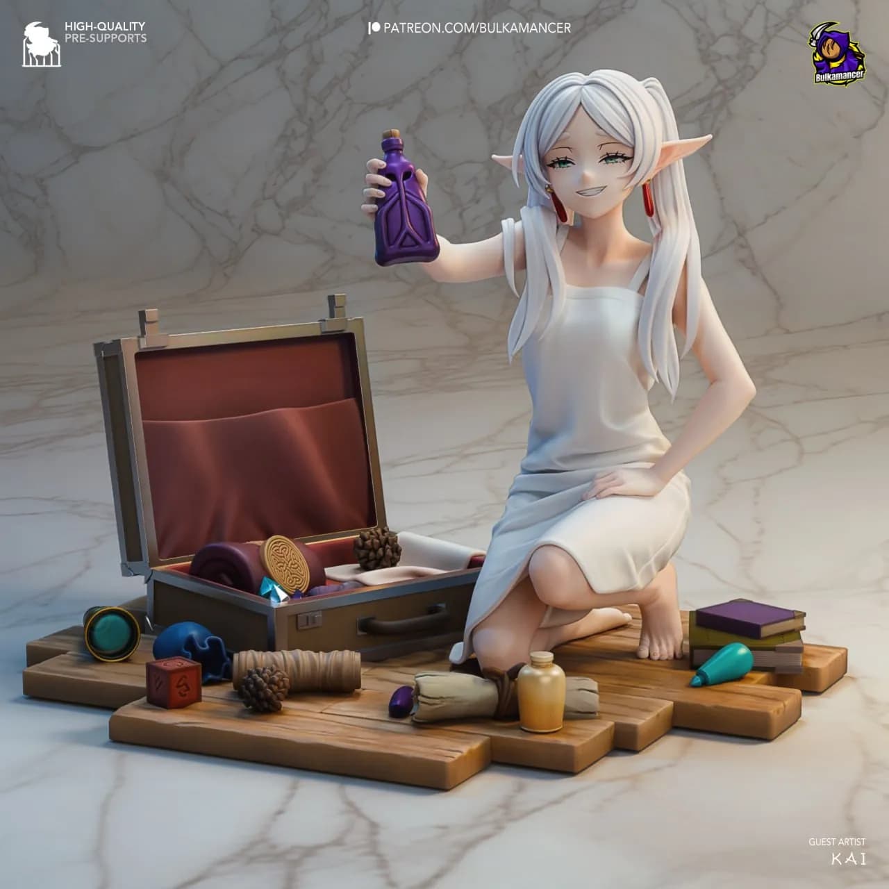 STL - Figura de elfa con poción render 2