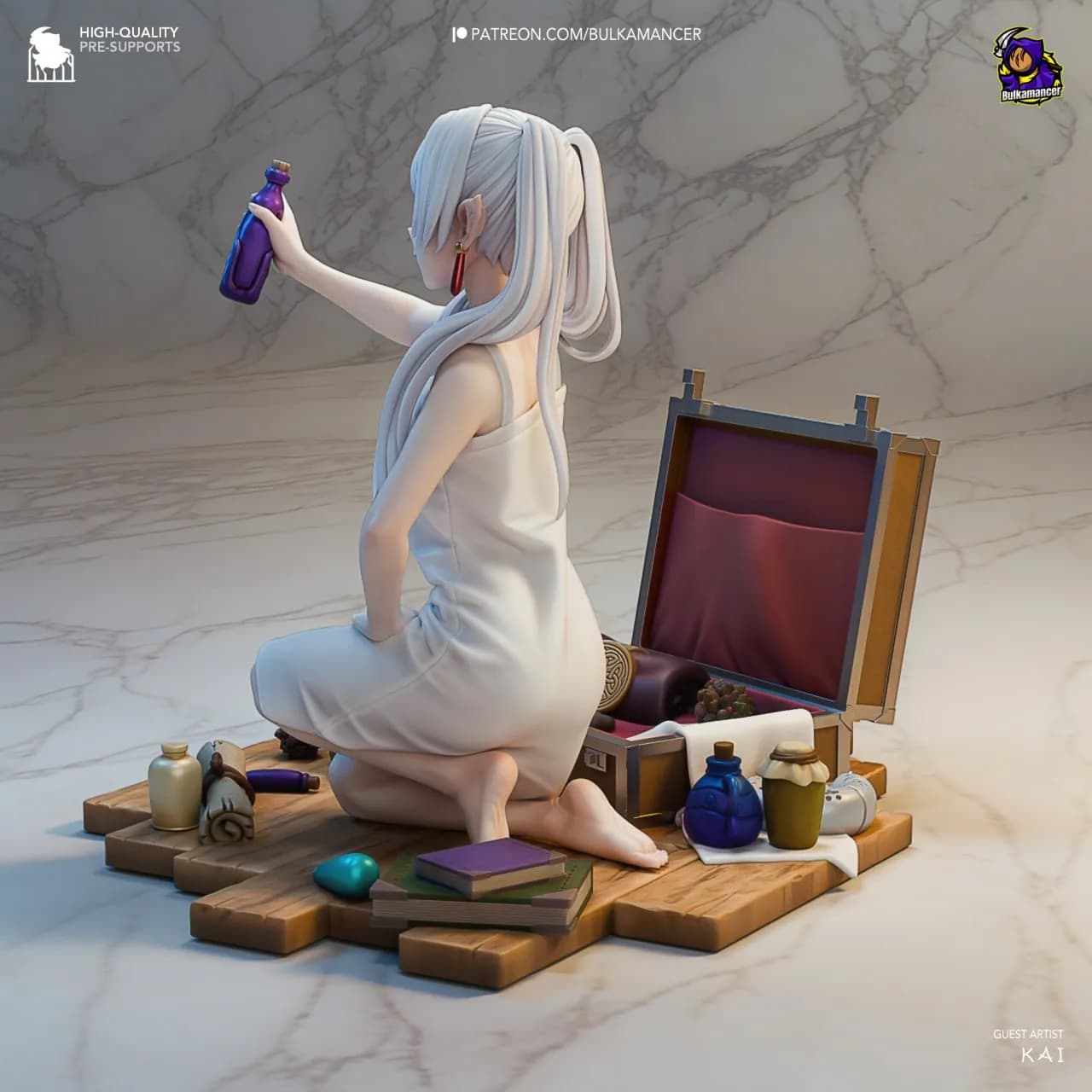 STL - Figura de elfa con poción render 3