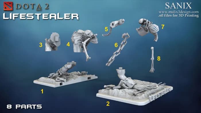 STL - figura de esqueleto Lifestealer render 2