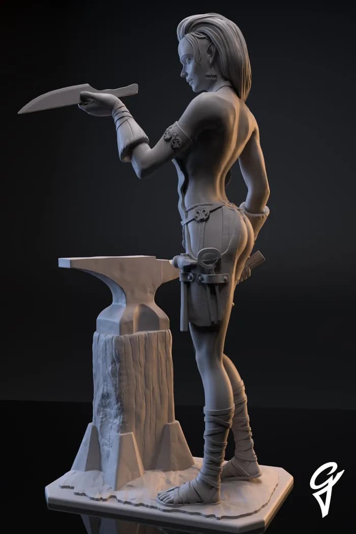 STL - Figura de forjadora élfica render 2