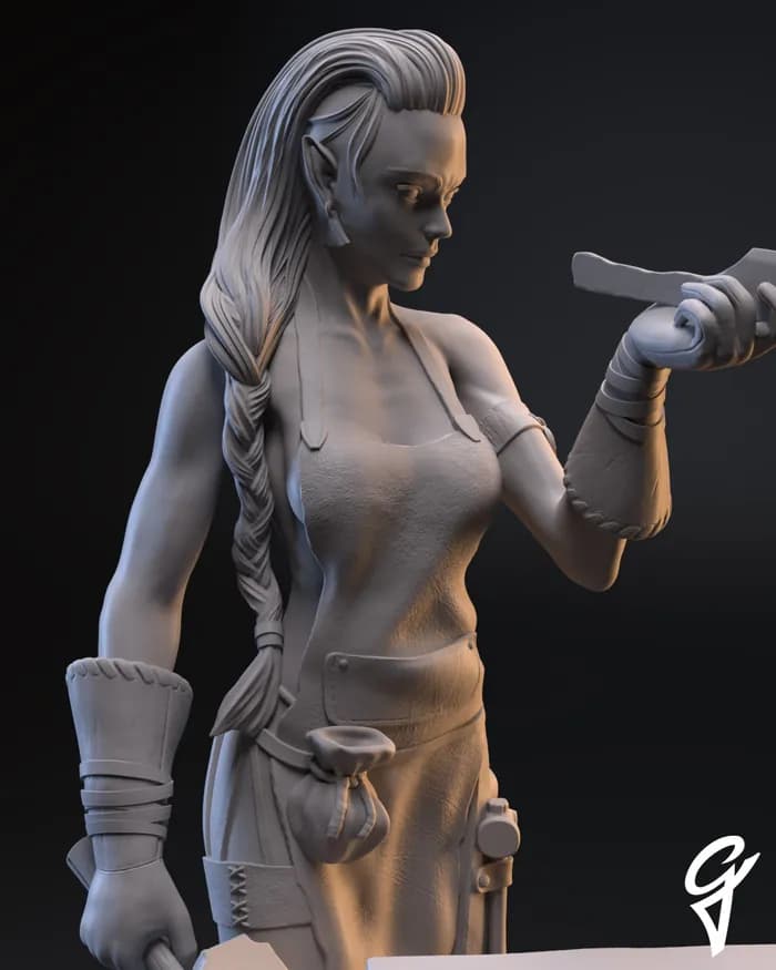 STL - Figura de forjadora élfica render 3