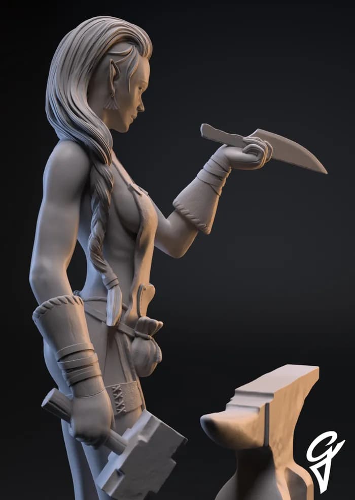 STL - Figura de forjadora élfica render 4