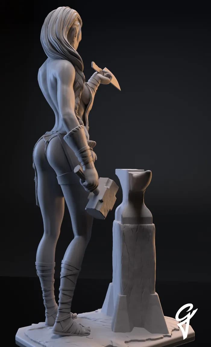 STL - Figura de forjadora élfica render 5