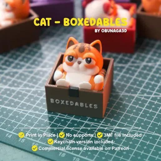STL - Figura de gato en caja