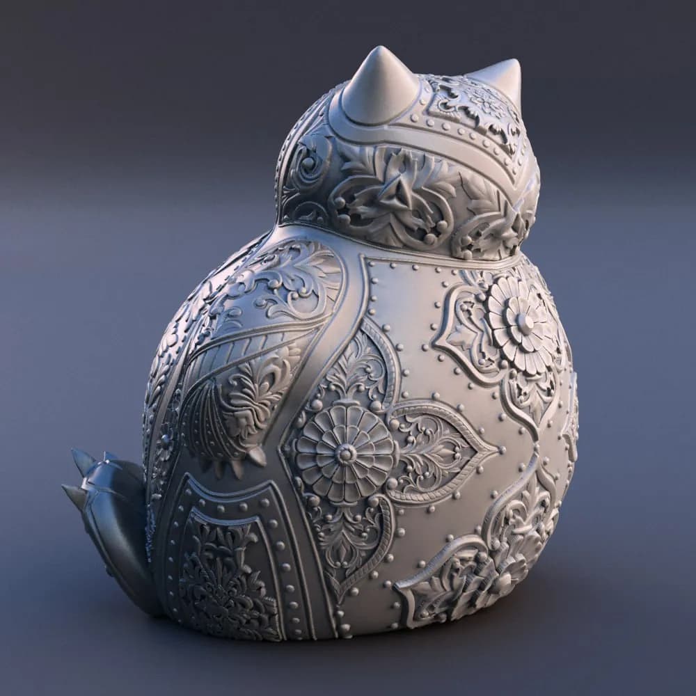 STL - Figura de Gato Estilo Barroco