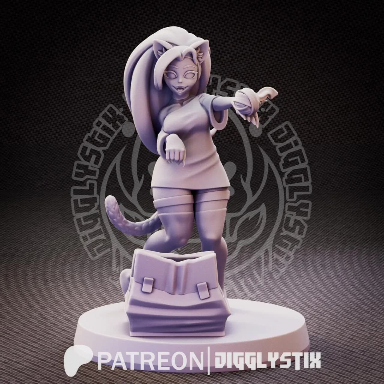 STL - Figura de gato juguetón render 2