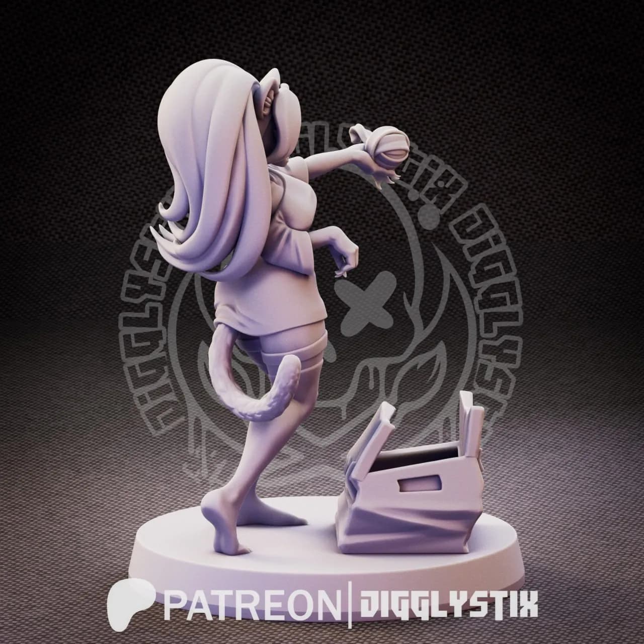 STL - Figura de gato juguetón render 4