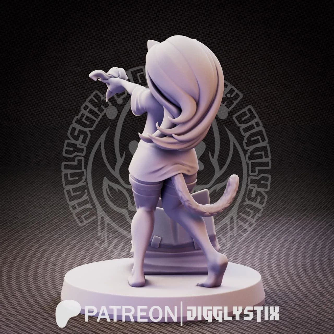 STL - Figura de gato juguetón render 5
