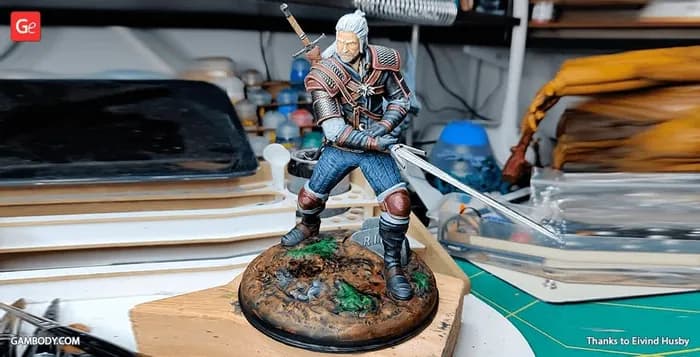 STL - Figura de Geralt de Rivia render 2
