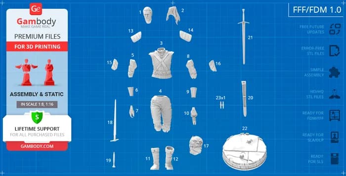 STL - Figura de Geralt de Rivia render 4