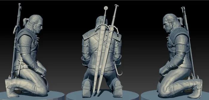 STL - Figura de Geralt de The Witcher render 2