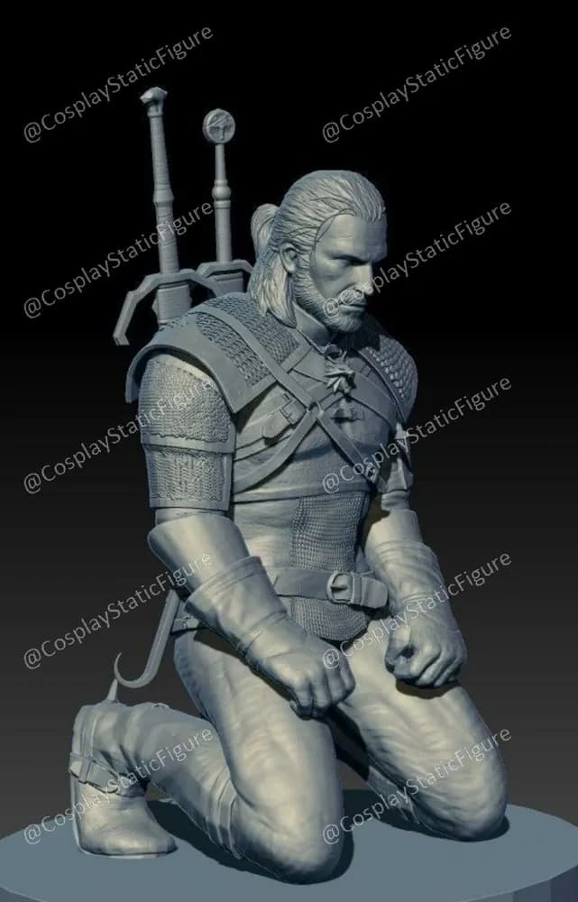 STL - Figura de Geralt de The Witcher render 3