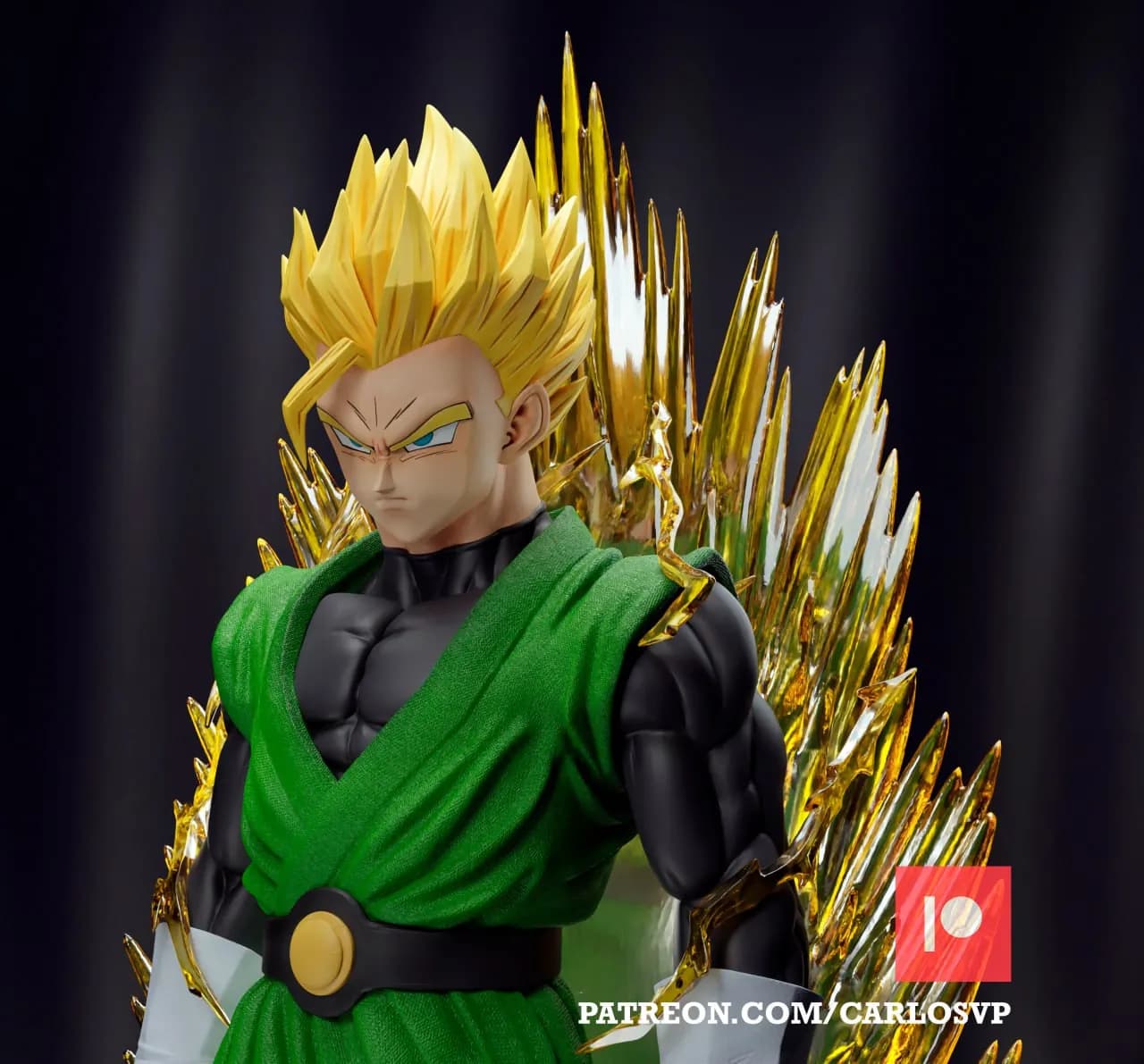 STL - Figura de Gohan Guerrero Saiyan render 2