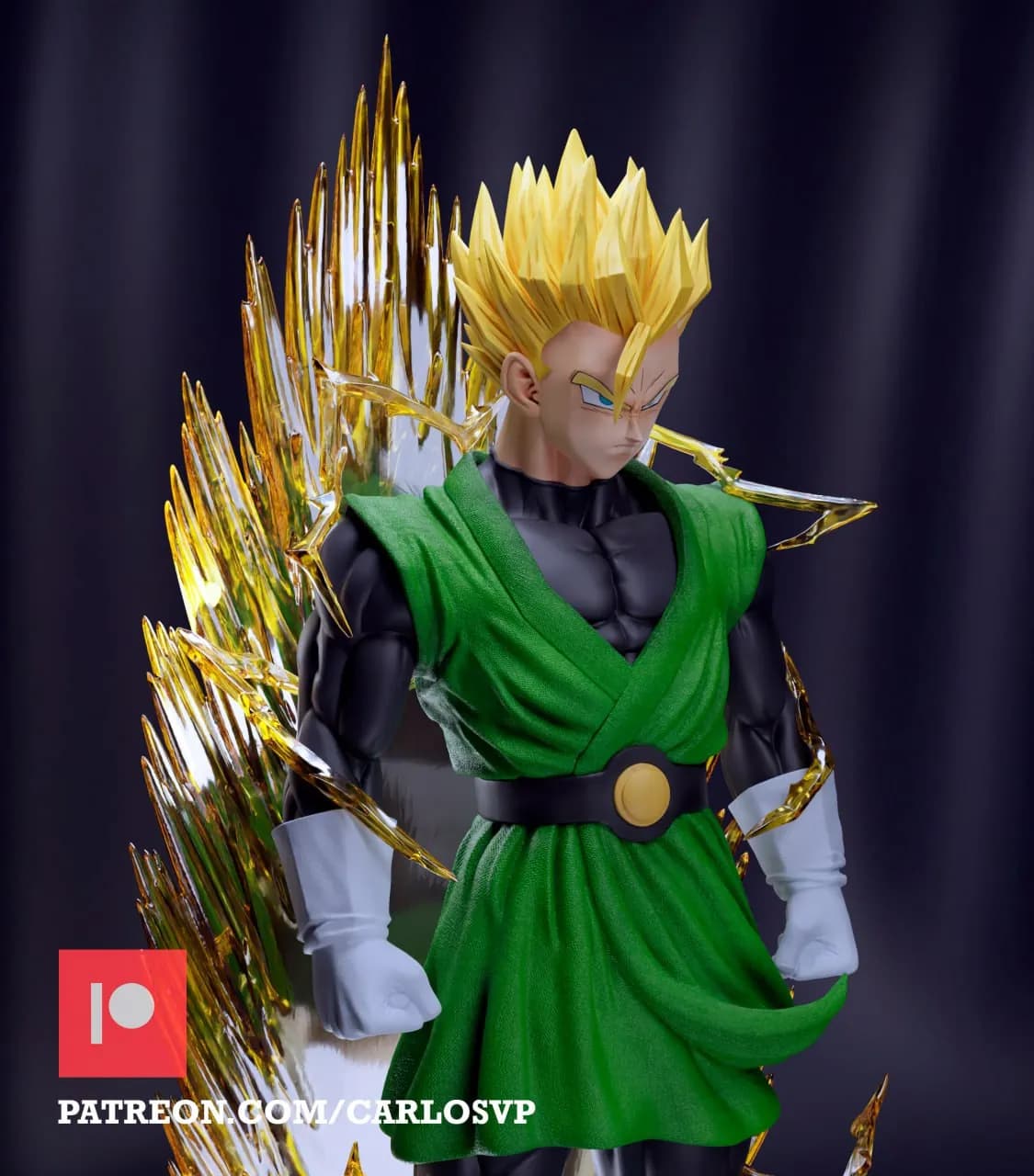 STL - Figura de Gohan Guerrero Saiyan render 3