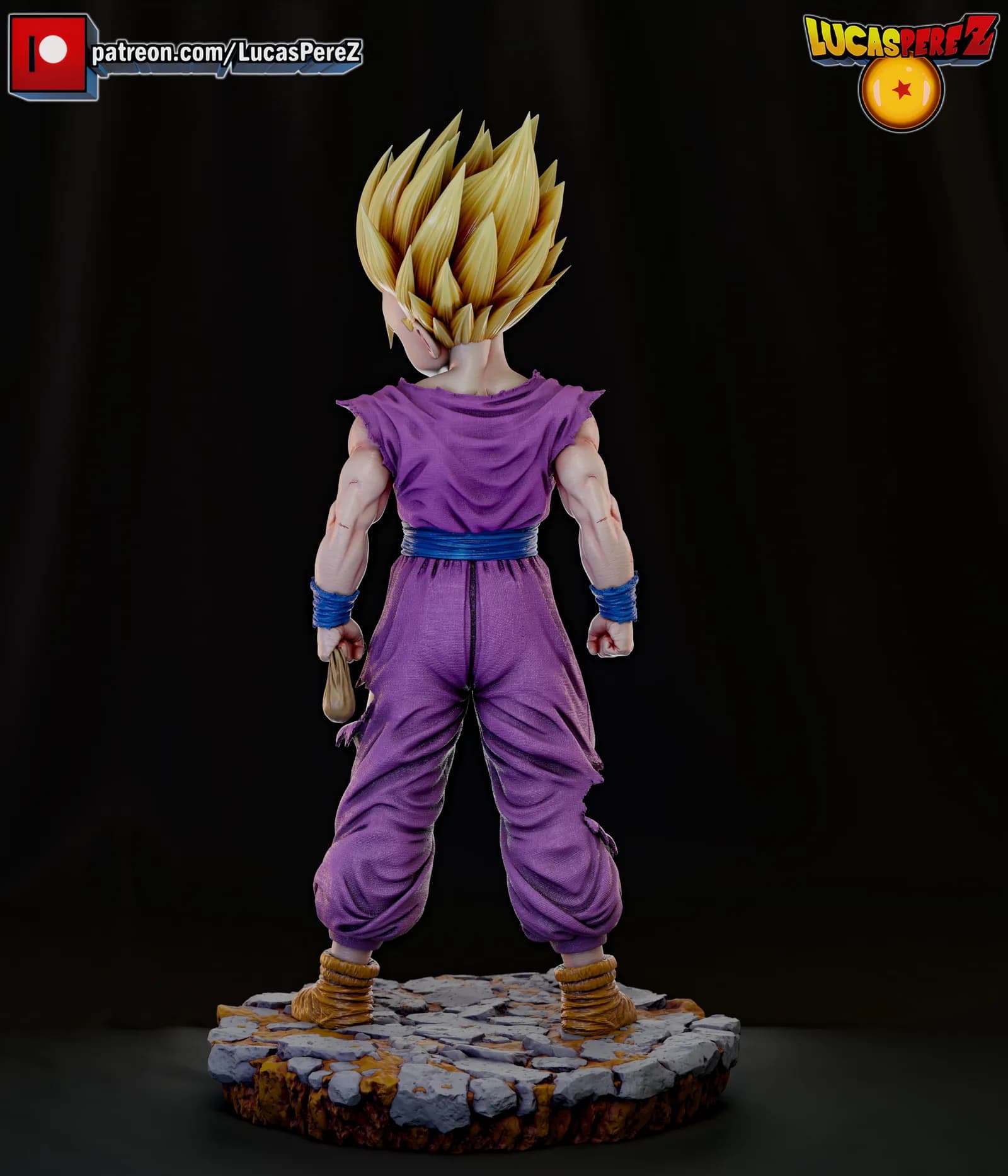 STL - Figura de Gohan SSJ2 render 3