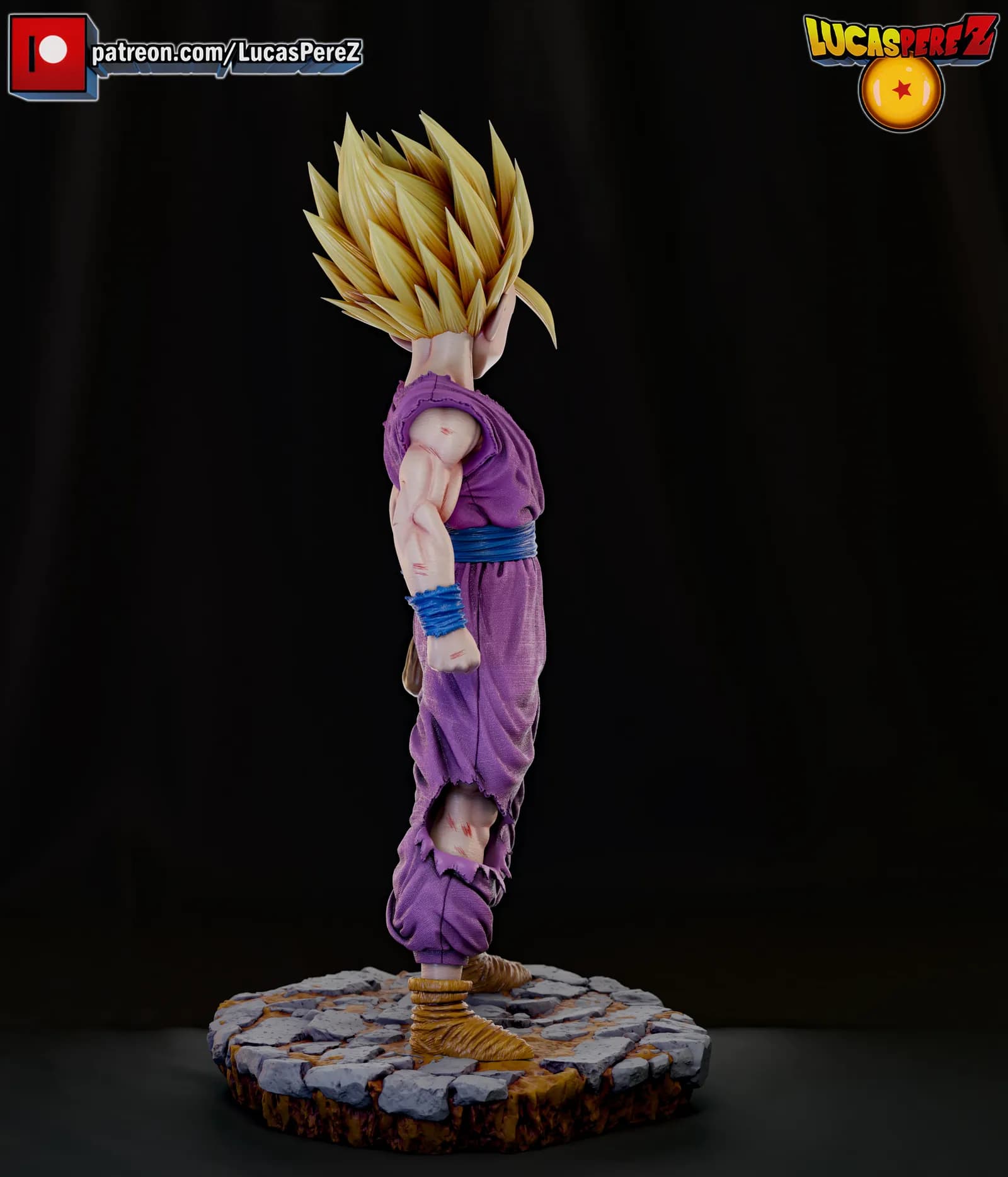 STL - Figura de Gohan SSJ2 render 4