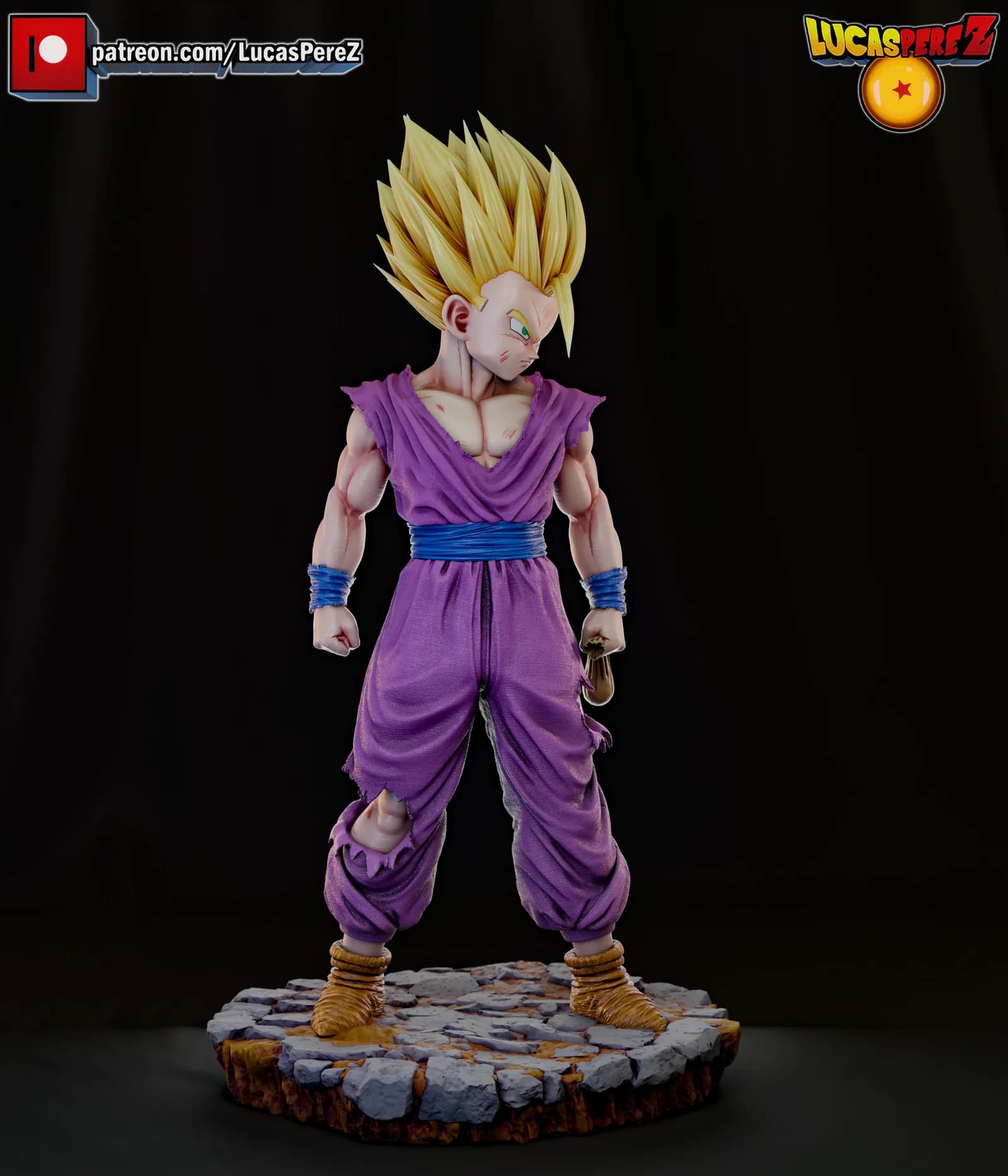 STL - Figura de Gohan SSJ2 render 5