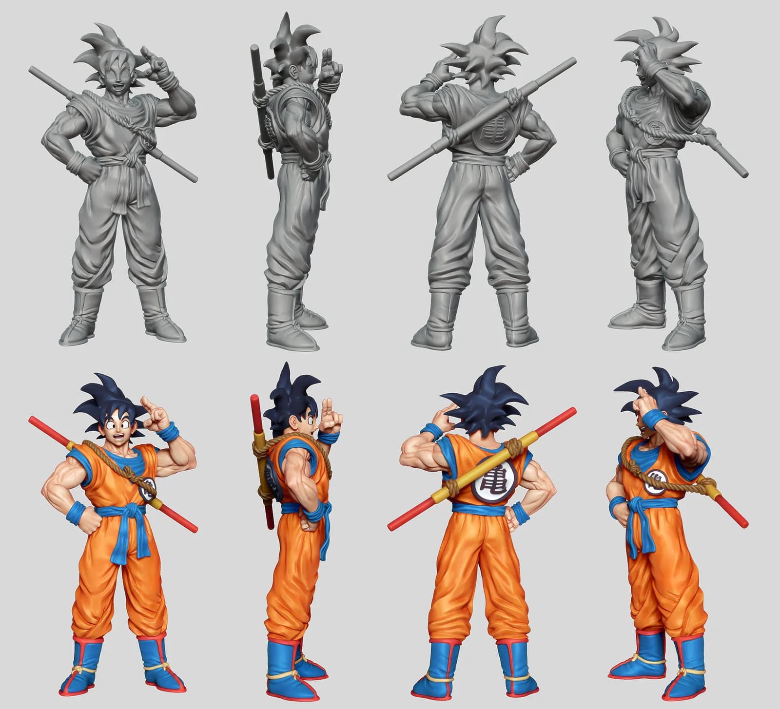 STL - Figura de Goku con bastón render 4