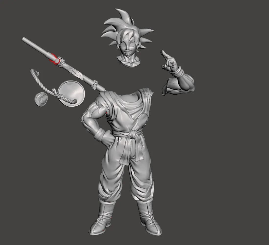 STL - Figura de Goku con bastón render 5