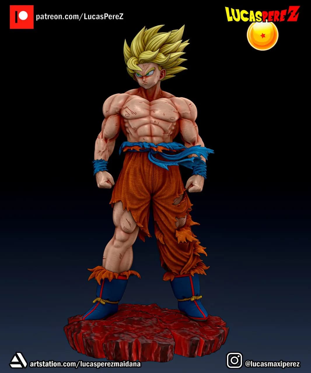 STL - Figura de Goku en Namek render 2