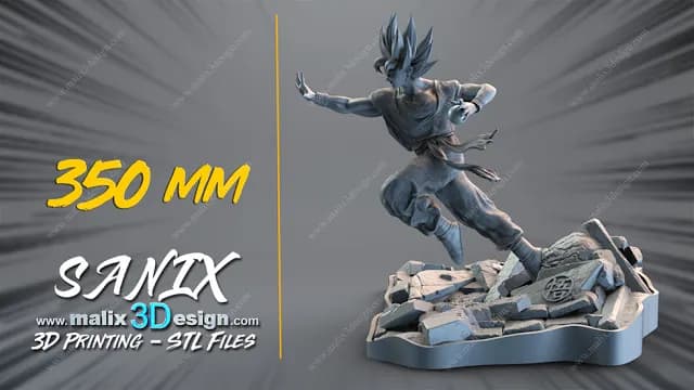 STL - Figura de Goku en pose de combate render 2