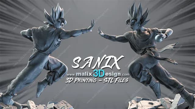 STL - Figura de Goku en pose de combate render 3