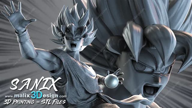 STL - Figura de Goku en pose de combate render 4