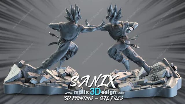 STL - Figura de Goku en pose de combate render 5